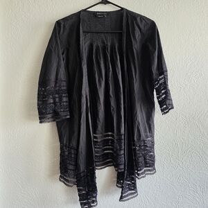 BCBGMaxAzria Black Lace Trim Top